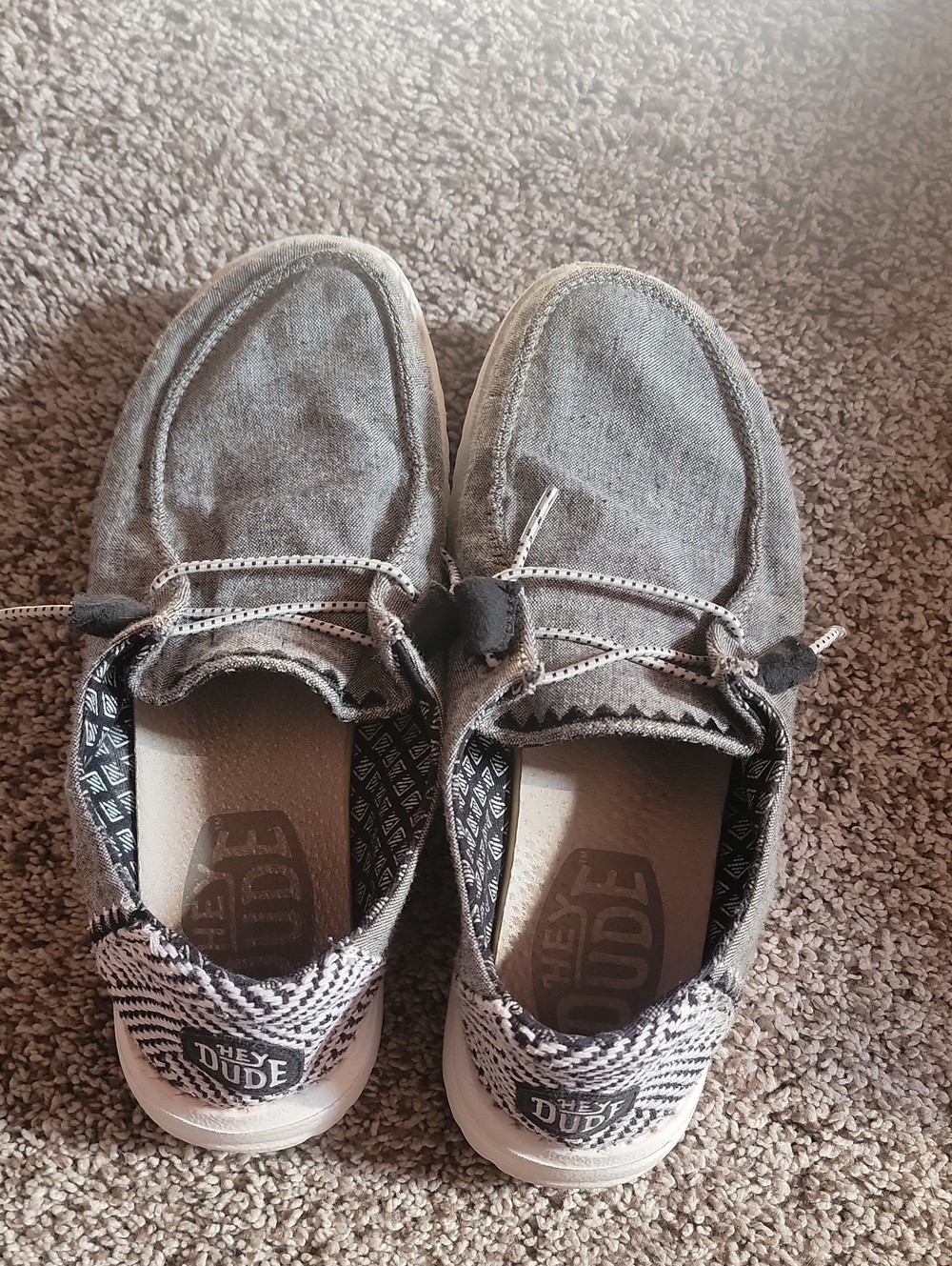 Hey Dude Grey Canvas Slip-On Shoes with Patterned Heel